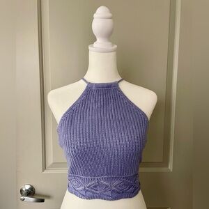 Lavender Ribbed Sleeveless Crop Tank Top